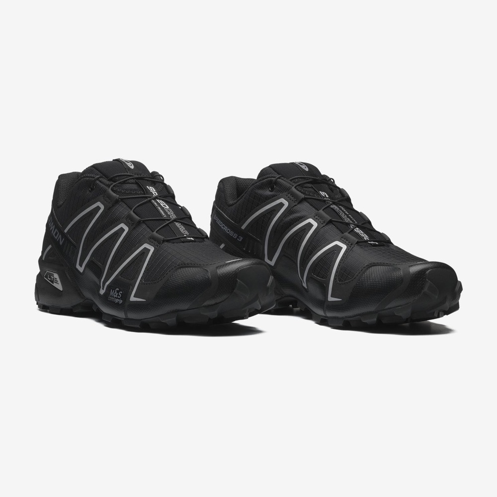 Salomon Speedcross 3 Black Silver Unisex Athletic Shoes M10/W11 NIB